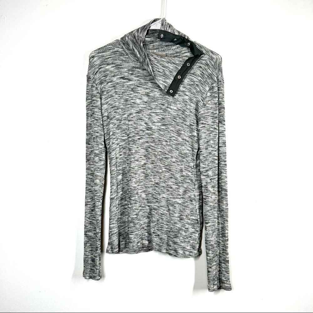 ANTHROPOLOGIE Dolan Snap Shoulder Turtleneck Sweater Space Dye Gray Medium